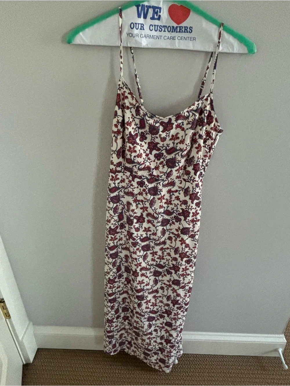 Abercrombie & Fitch Floral Slip Dress with Burgundy & Cream Print